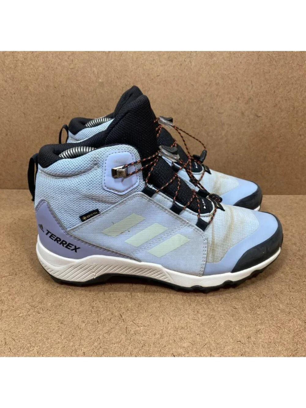 Adidas Terrex Gore-Tex Hiking Boots Kids Size 4 Light Blue Waterproof Outdoor